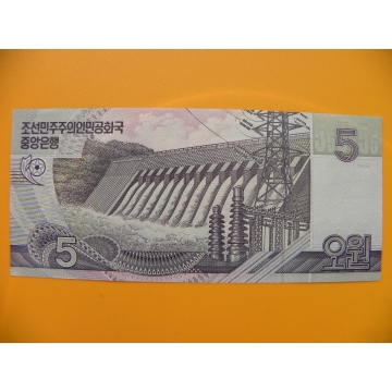 bankovka  5 wonů Severní Korea  2002 