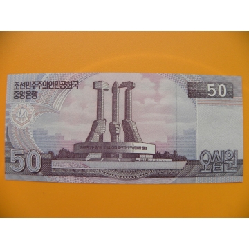 bankovka  50 wonů Severní Korea  2002