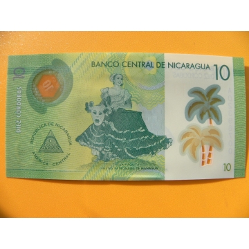bankovka 10 cordobů - Nicaragua - série A- polymar