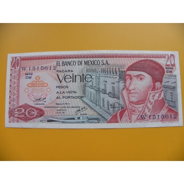 bankovka 20 pesos Mexiko 1970 série CW