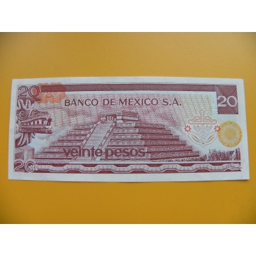 bankovka 20 pesos Mexiko 1970 série CW