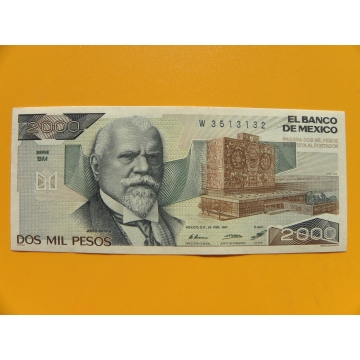bankovka 2000 pesos Mexiko 1987 série BM