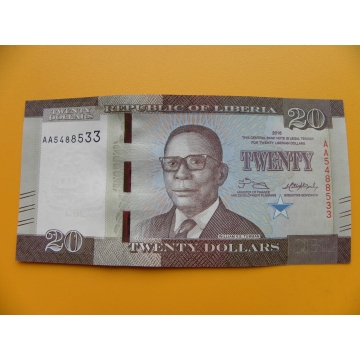 bankovka 20 dolarů Libérie 2016 - série AA