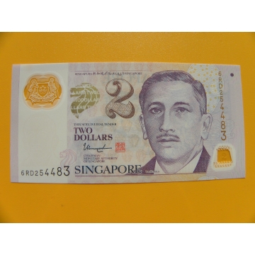 bankovka 2 dolary Singapur 2017- série 6RD - polymar