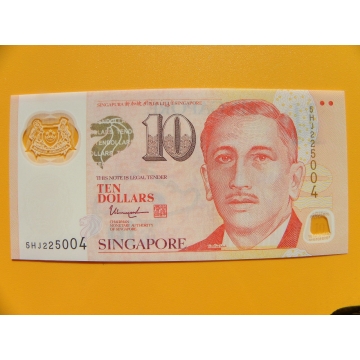 bankovka 10 dolarů Singapur 2017- série 5HJ - polymar