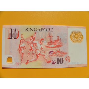 bankovka 10 dolarů Singapur 2017- série 5HJ - polymar