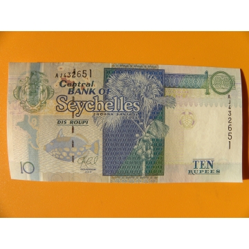 bankovka 10 rupií Seychely 2013 - série AJ