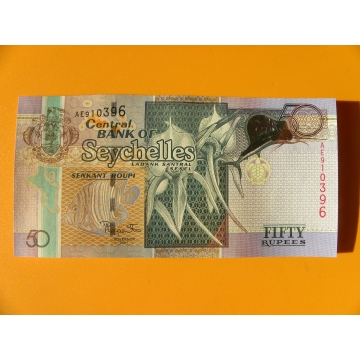 bankovka 50 rupií Seychely 2011 - série AE