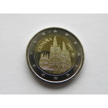 Euro mince - ŠPANĚLSKO - katedrála v Burgosu UNC 2012