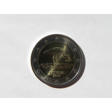 2 euro mince Lotyško 2015 - čáp UNC