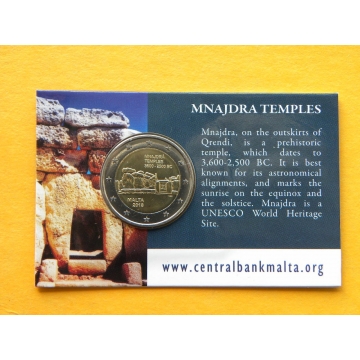 2 euro mince sběratelské Malta 2018 -Mnajdra- BU karta