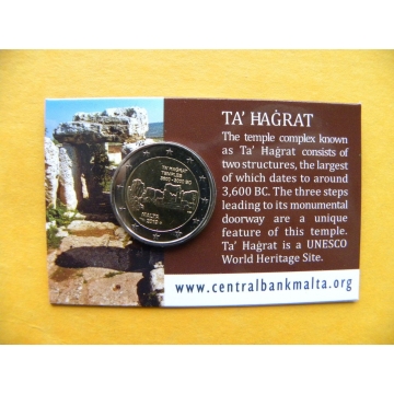 2 euro mince sběratelské Malta 2019 -Hagrat -karta