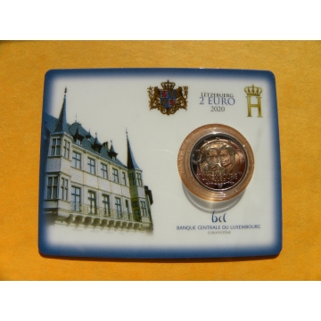 2 euro mince sběratelské Lucembursko 2020 - princ Jindřich - UNC - BU karta