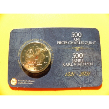 2 euro mince sběratelské Belgie 2021 - Carolus V - karta