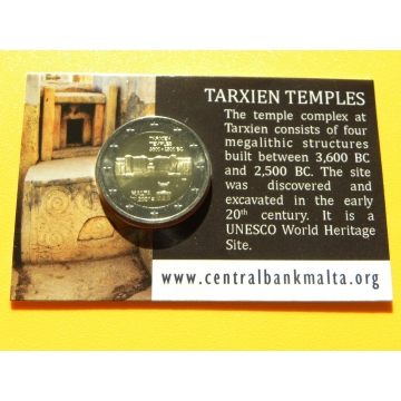 2 euro mince sběratelské Malta 2021 - Chrám Tarxien - karta 