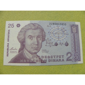 bankovka 25 dinárů/1991