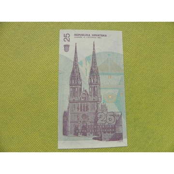 bankovka 25 dinárů/1991