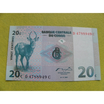 bankovka 20 centimes 1997