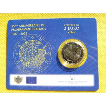 2 euro mince - Erasmus - Lucembursko 2022 - BU karta - NL