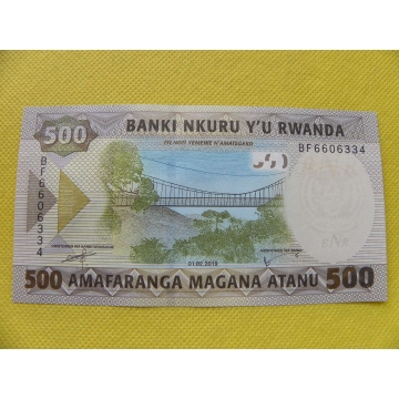 bankovka 500 francs - Rwanda 2019 /UNC