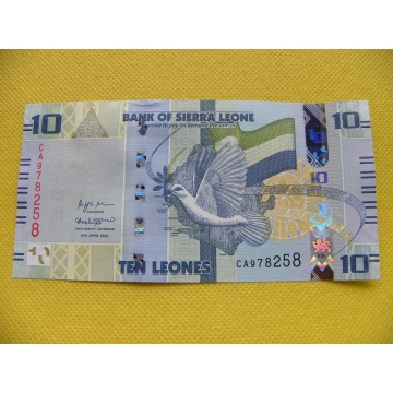 bankovka 10 leones Sierra Leone 2022/UNC