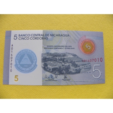 bankovka 5 cordobas Nikaragua 2019 UNC - polymer