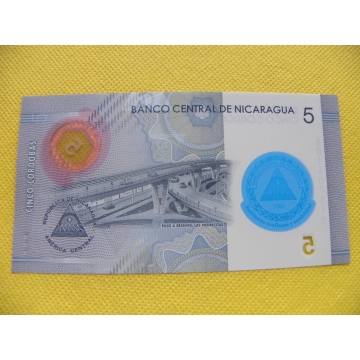 bankovka 5 cordobas Nikaragua 2019 UNC - polymer