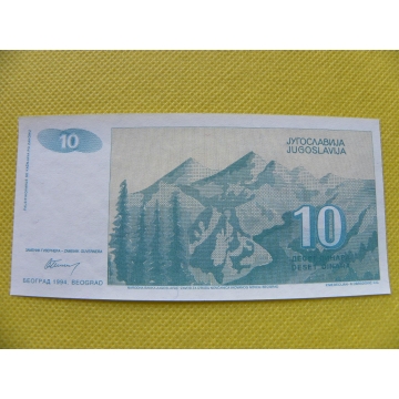 bankovka 10 dinara Jugoslávie 1994 /UNC