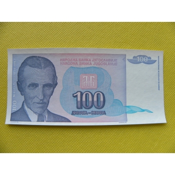 bankovka 100 dinara Jugoslávie 1994 /UNC
