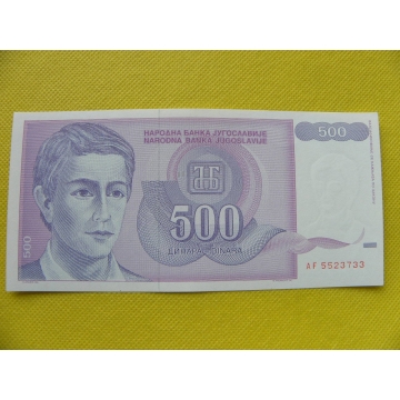 bankovka 500 dinara Jugoslávie 1992