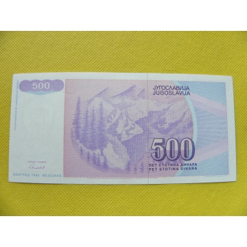 bankovka 500 dinara Jugoslávie 1992