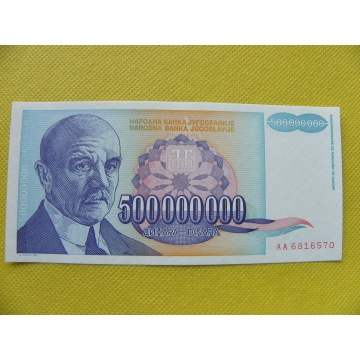 bankovka 500 milionů dinara Jugoslávie 1993/ UNC