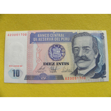 bankovka 10 intis Peru 1987...
