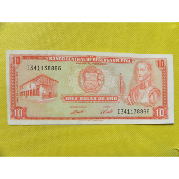 bankovka 10 soles Peru 1973...