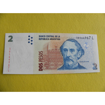 bankovka 2 pesos Argentína...