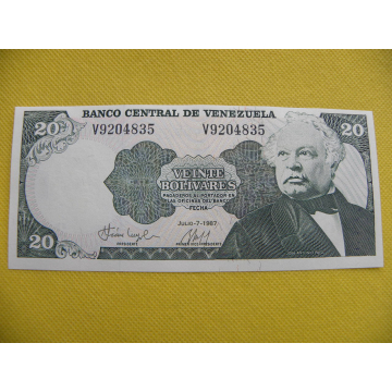 bankovka 20 bolívares...