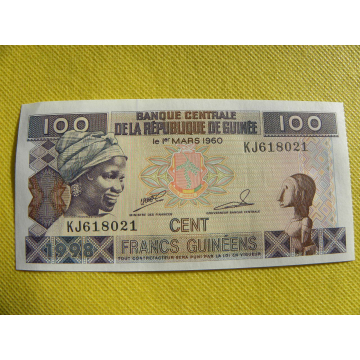 bankovka 100 francs -Guiena...