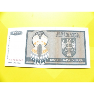 bankovka 1000 dinárů - série AA