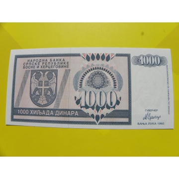 bankovka 1000 dinárů - série AA