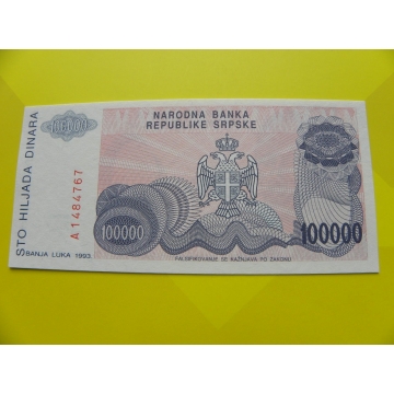 bankovka 100 000 dinárů - série A