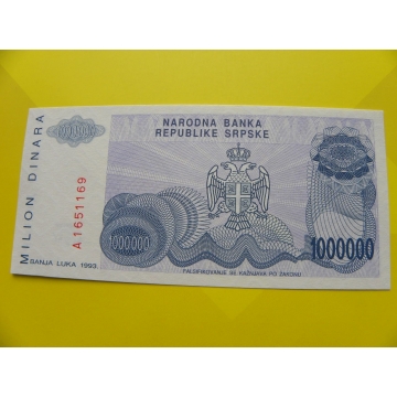 bankovka 1 000 000 dinárů - série A