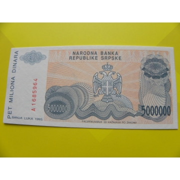 bankovka 5 000 000 dinárů - série A