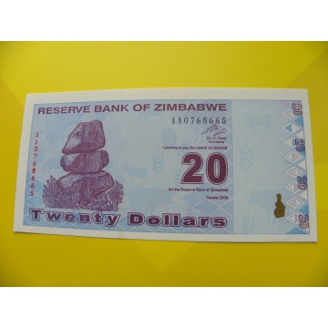 bankovka 20 Zimbabwských dolarů - série AA