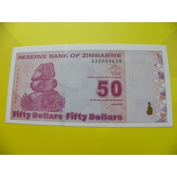 bankovka 50 Zimbabwských dolarů - série AA
