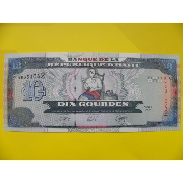 bankovka 10 gourde  Haiti 2000 - série BK