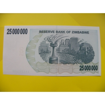 bankovka 25 miliónů Zimbabwských dolarů - série AA